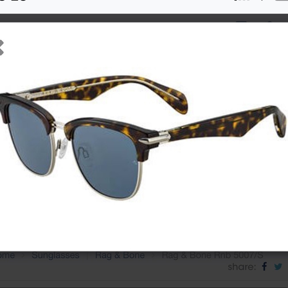 Rag & Bone Tortoise Shell Sunglasses with Blue Lenses